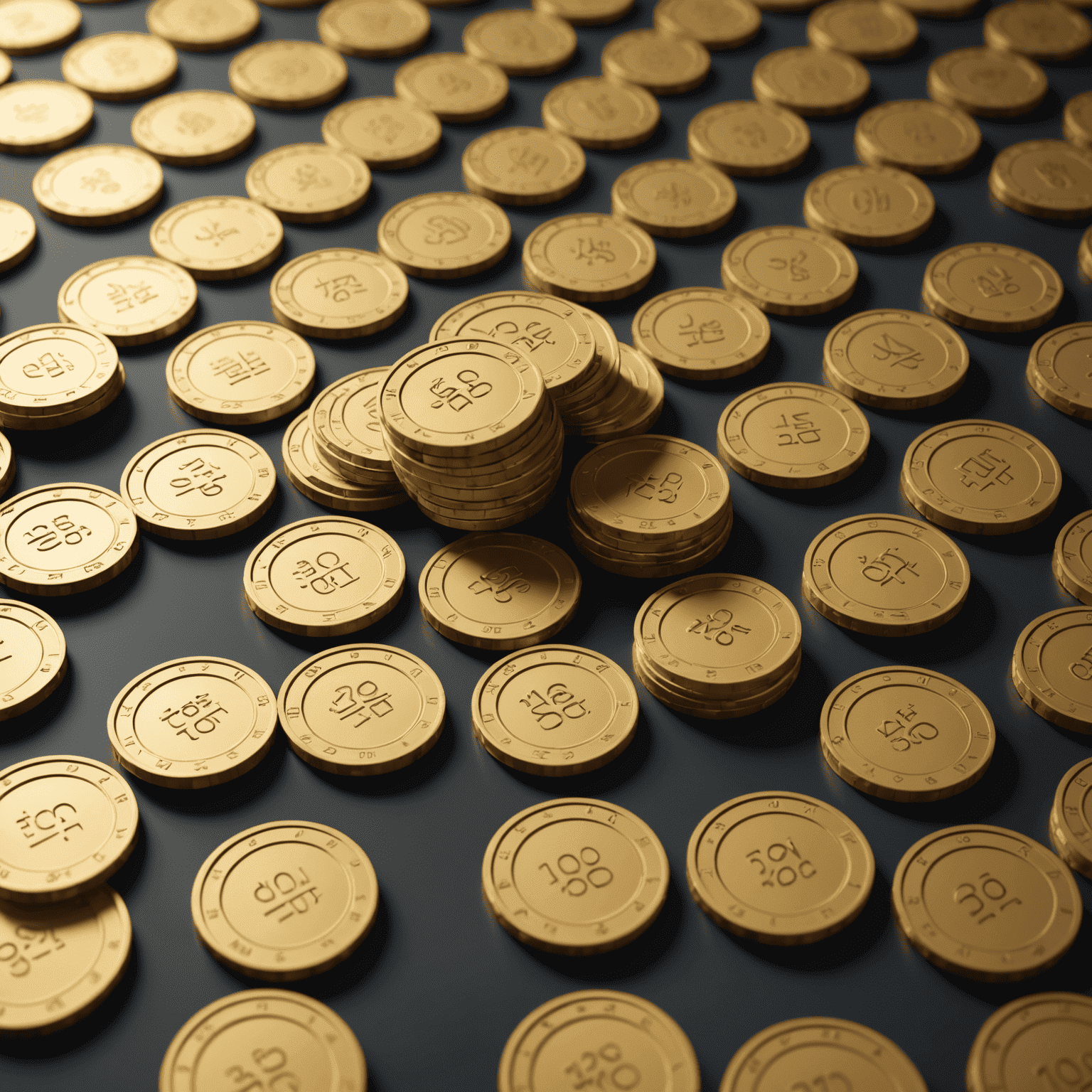 3D rendering of Plinko chips of various sizes, representing different bet amounts